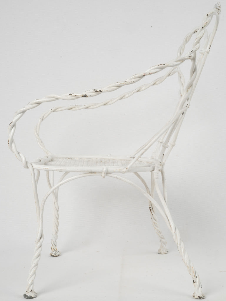 Antique French White Wrought Iron Chair
