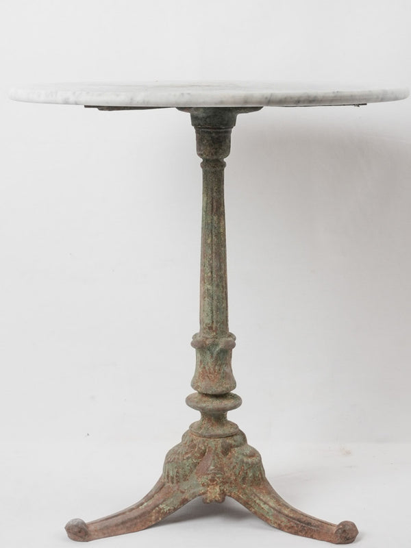 Antique French bistro table w/ marble top & cast iron base 27½" x 24"