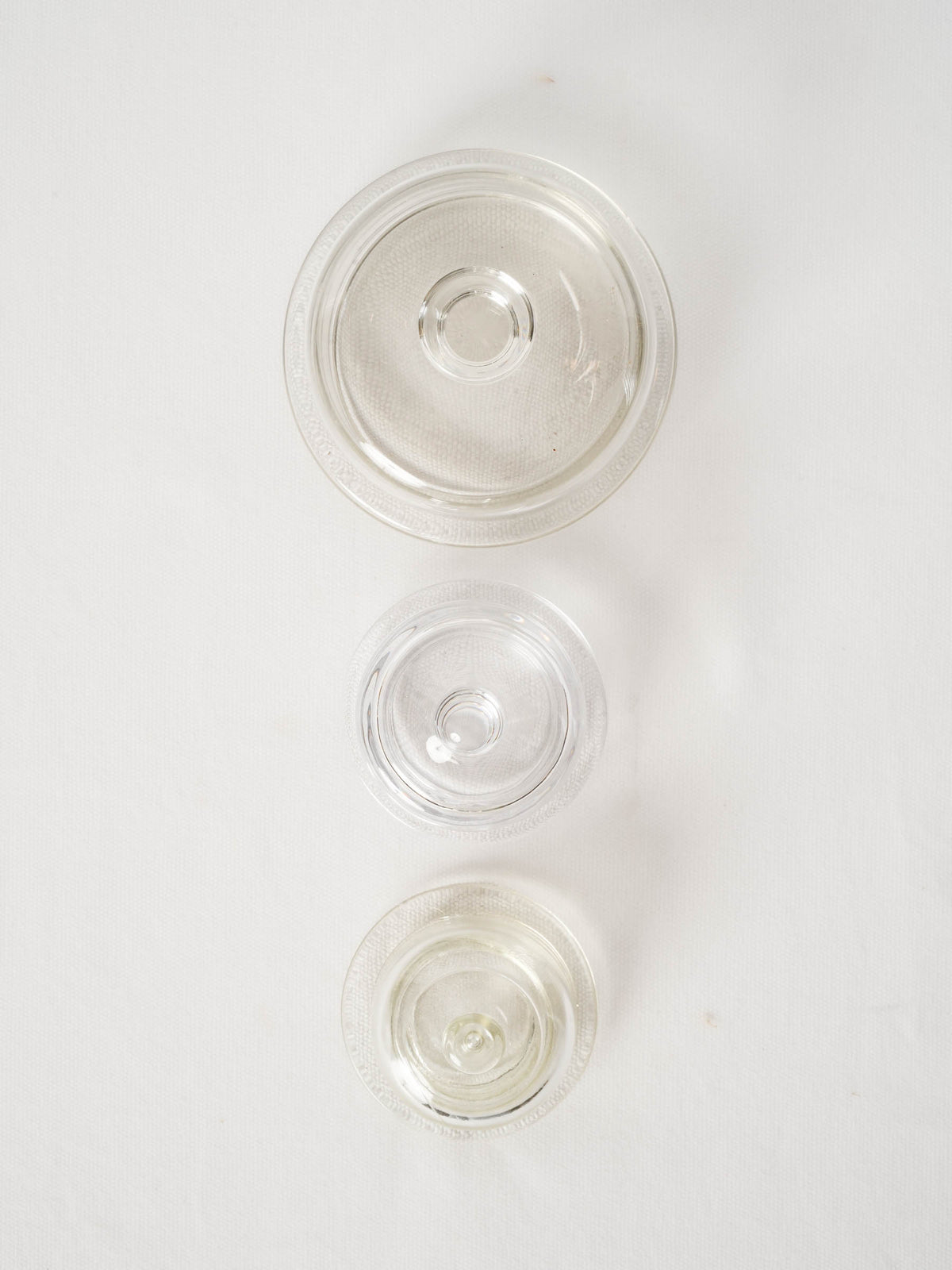 Set of Three Vintage French Glass Butter Dishes