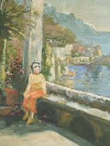 Aged Italian coast art piece