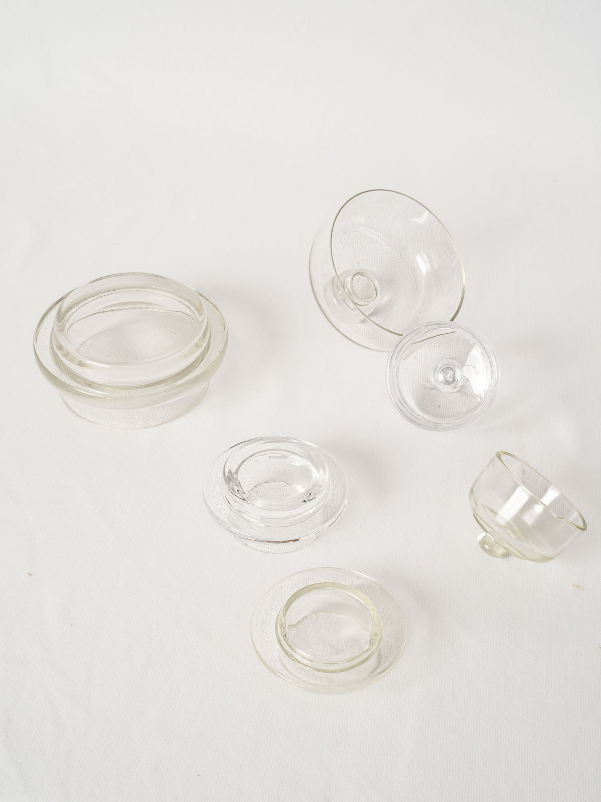 Set of Three Vintage French Glass Butter Dishes