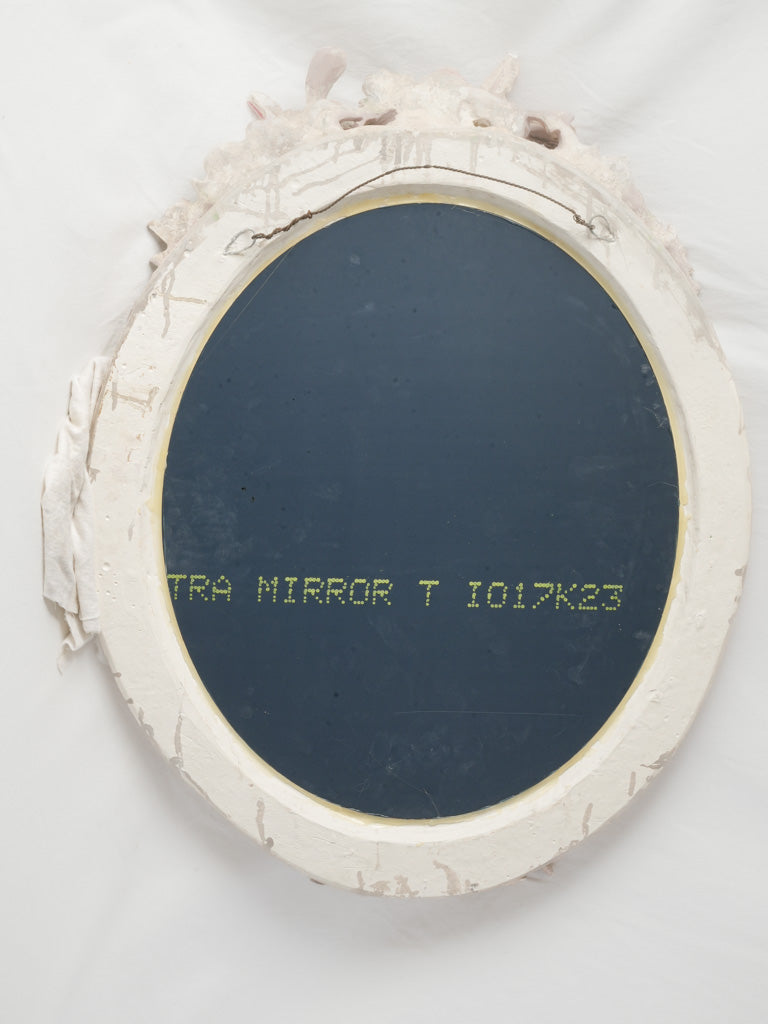 Worn aged patina oval mirror  