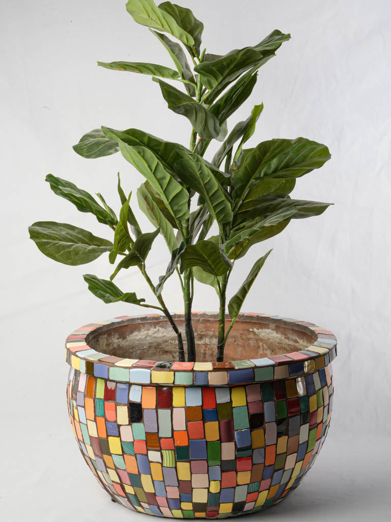 Colorful mosaic terracotta cachepot  