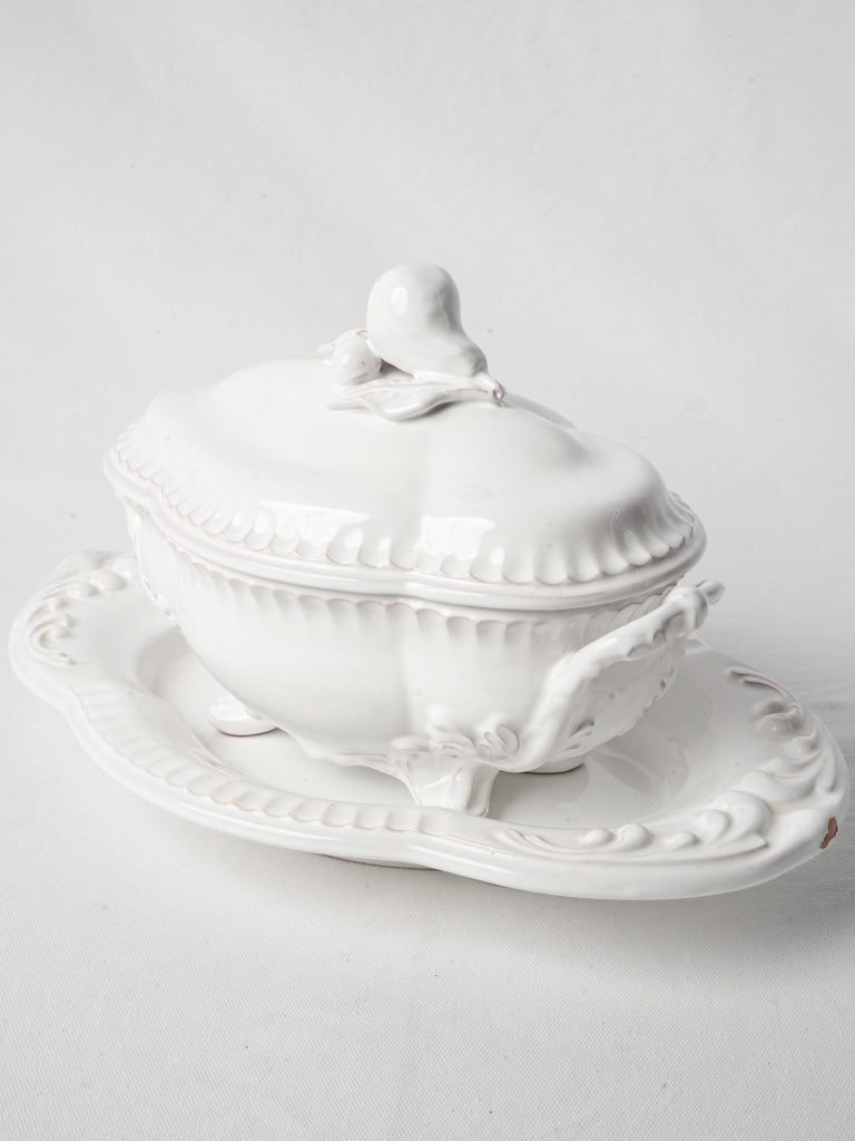 Handcrafted Vintage Moustiers Soup Tureen and Underplate by Lallier