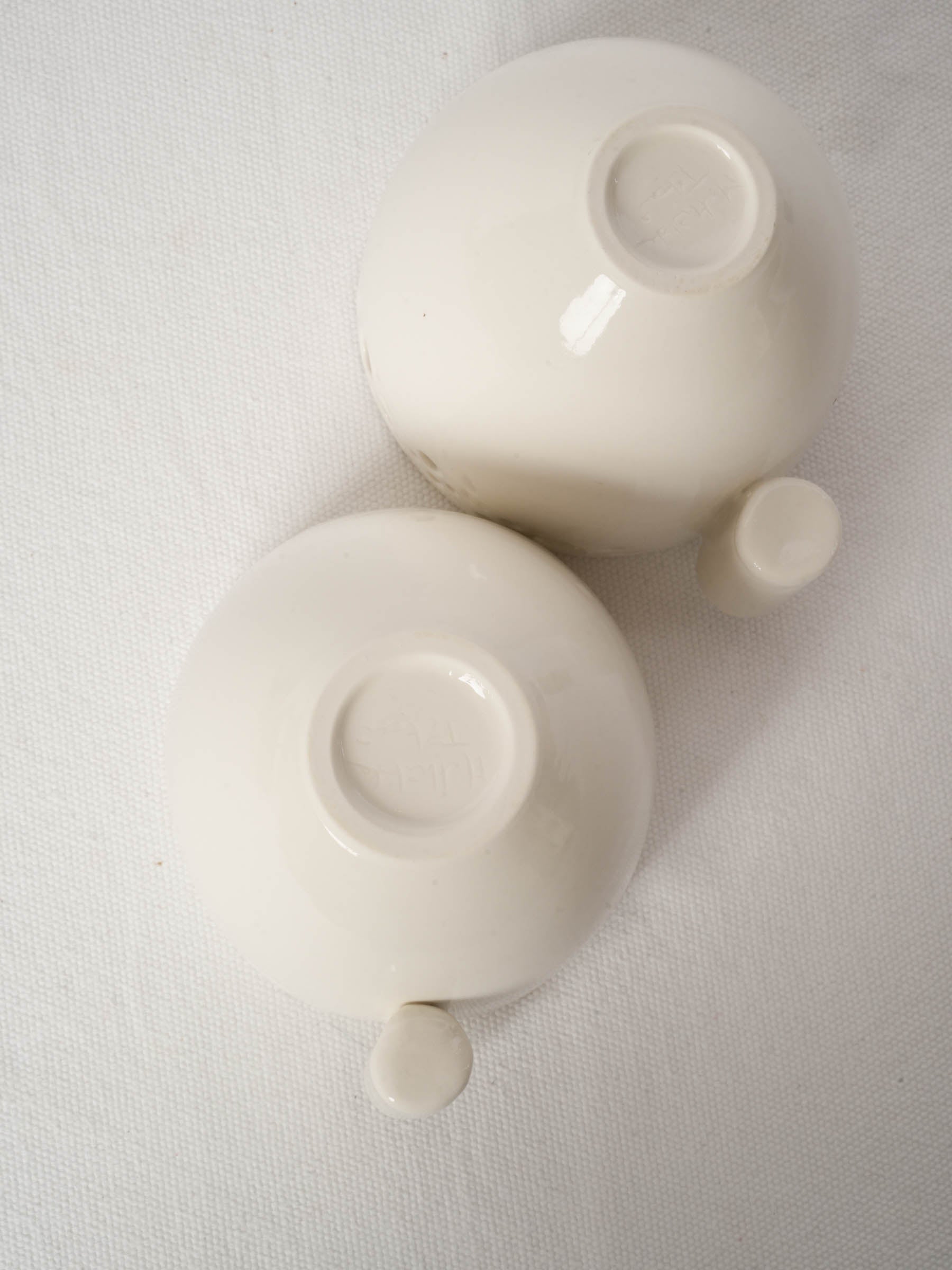 Pair of Handmade Porcelain Olive Bowls with Pierced Rim