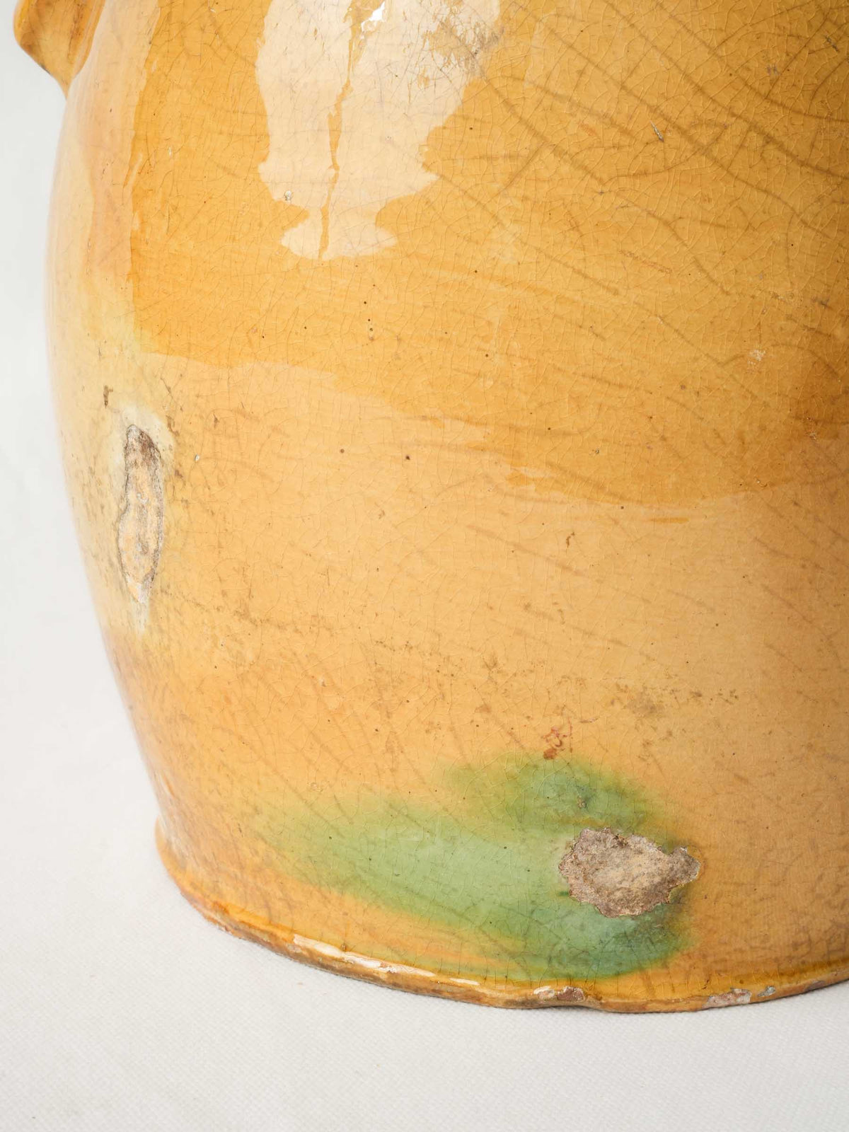Large 19th-Century Southern French Earthenware Jug with Luminous Honey-Yellow Glaze - 17"