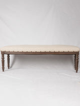 19th century French bench w/ linen upholstery 61¾"