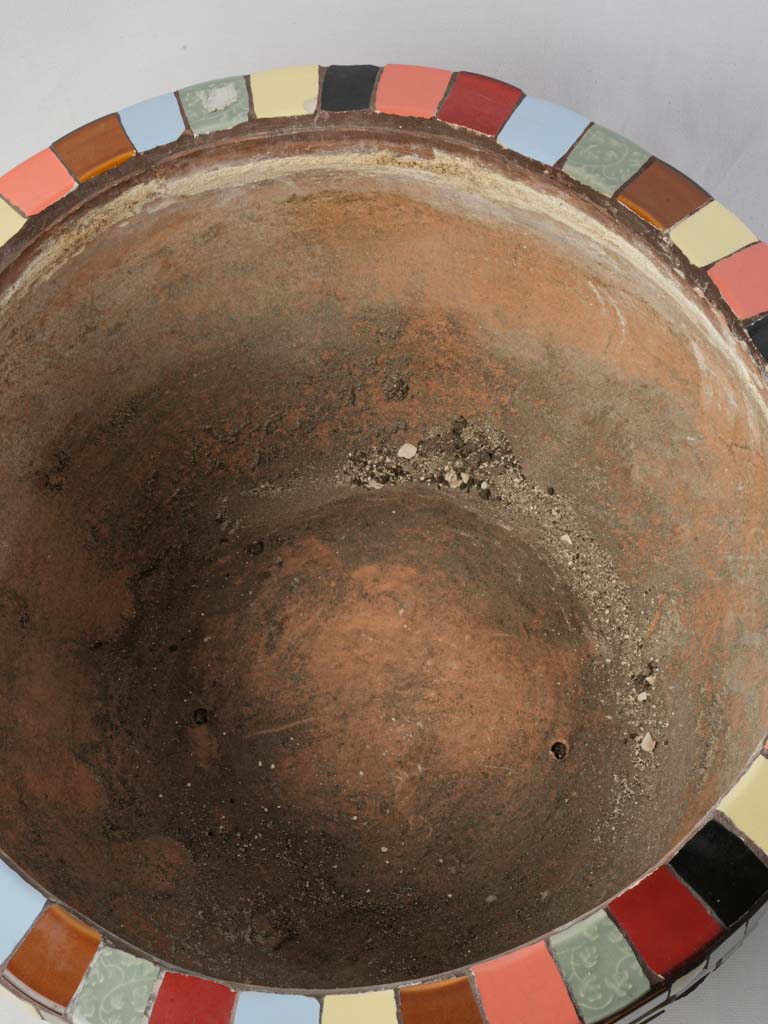 Textured ceramic mosaic container  