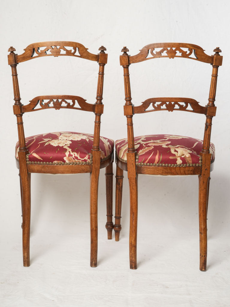 Rich claret silk upholstered chairs  