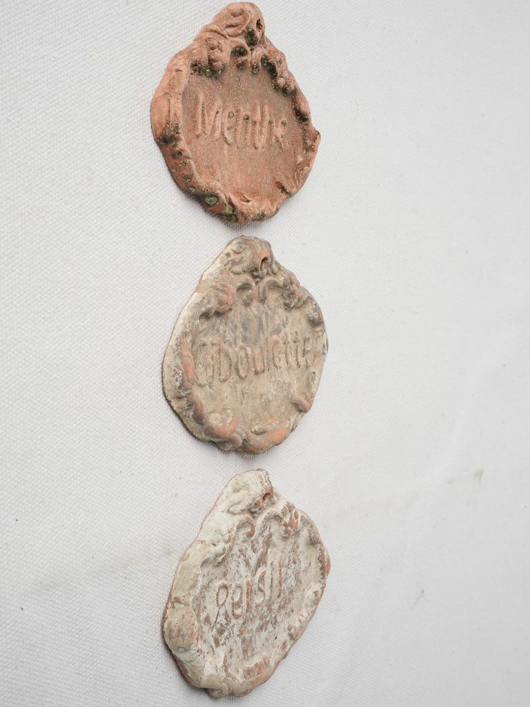 Mottled patina kitchen garden labels