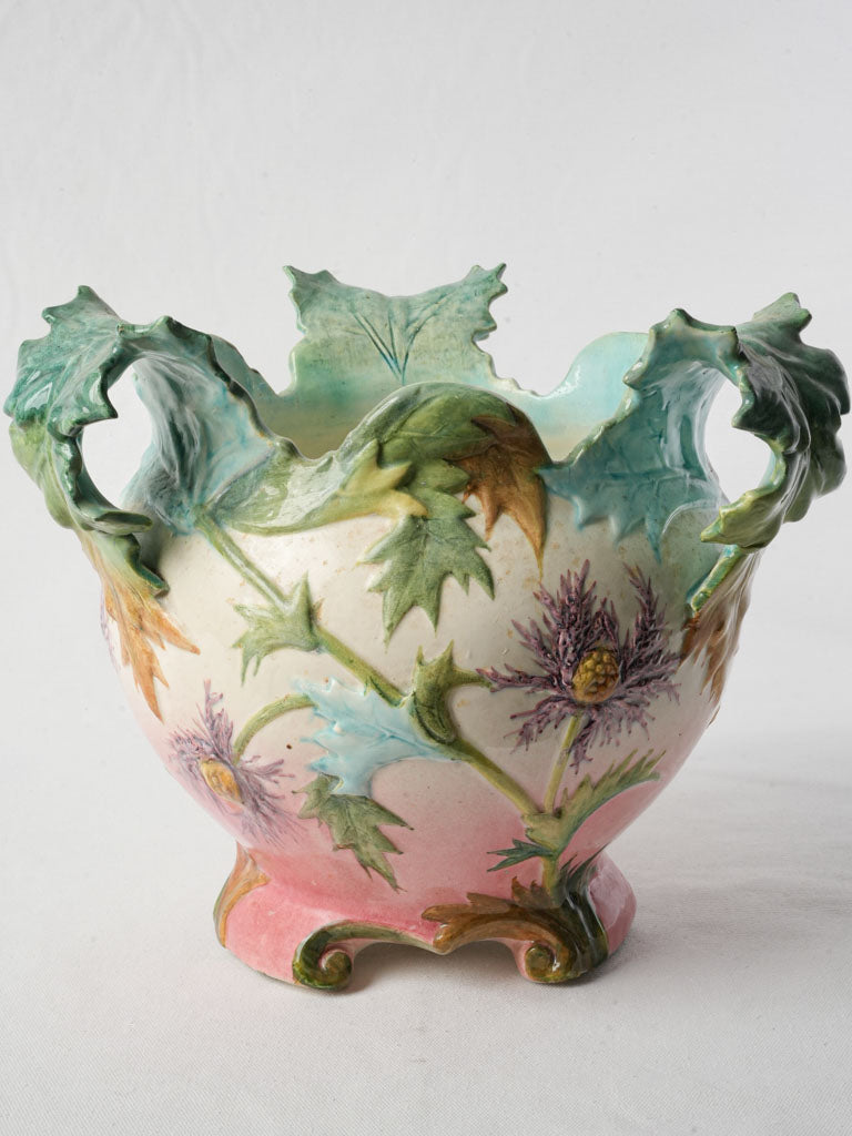 Antique French majolica cache pot  