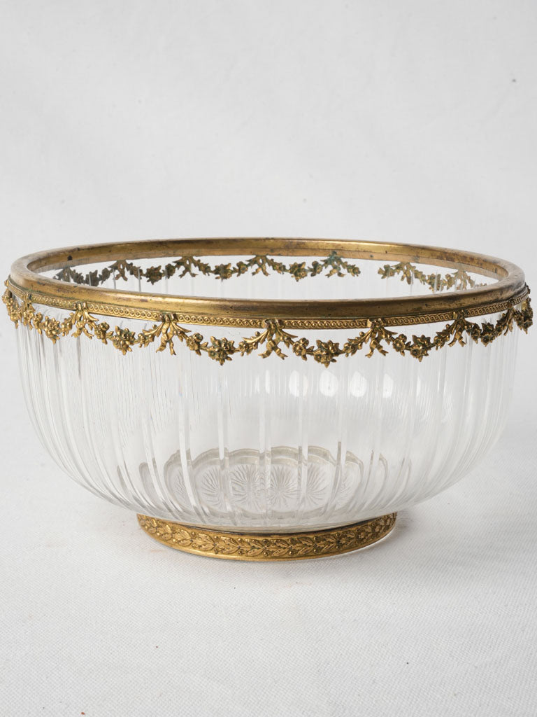 Antique gilt-brass crystal bowl