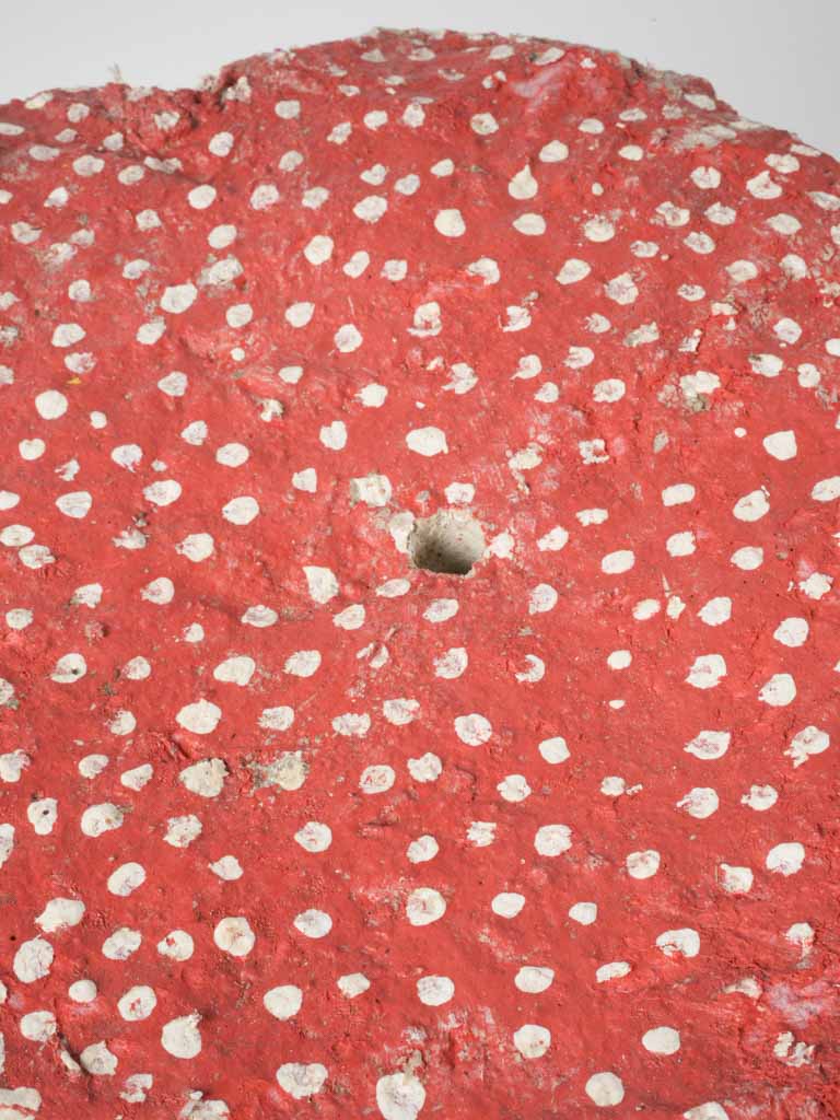 Playful vintage cement garden toadstool sculpture