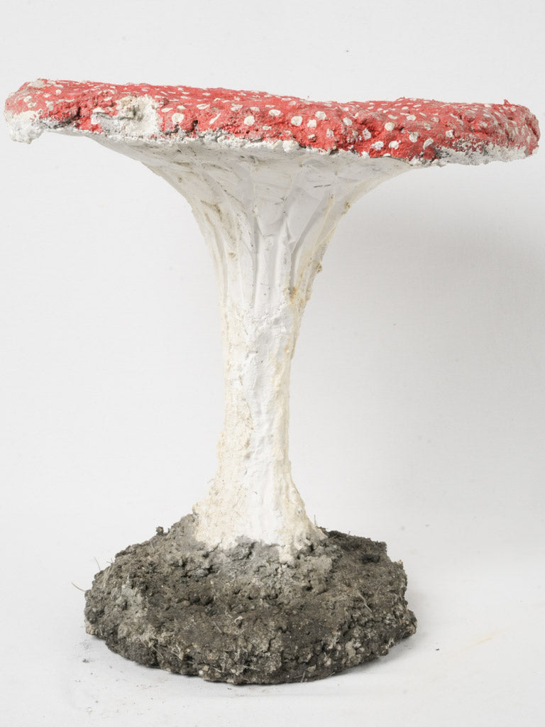 Whimsical cement toadstool for outdoor spaces