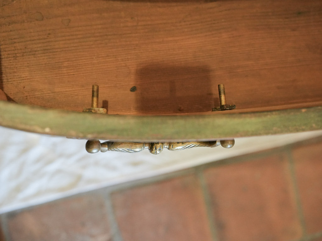 RESERVED AO - Small 18th Century Italian Green Painted Commode w/ Monogrammed Top - 29½" x 45"