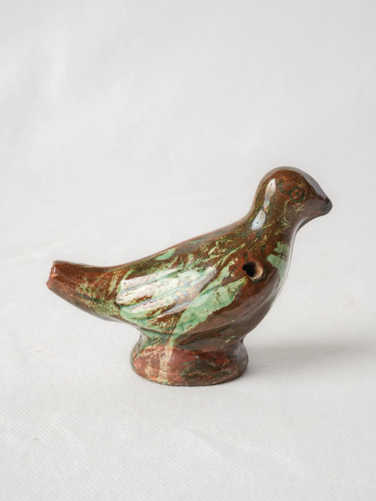 Charming Folk Art Glazed Terracotta Bird Whistle - 3½"