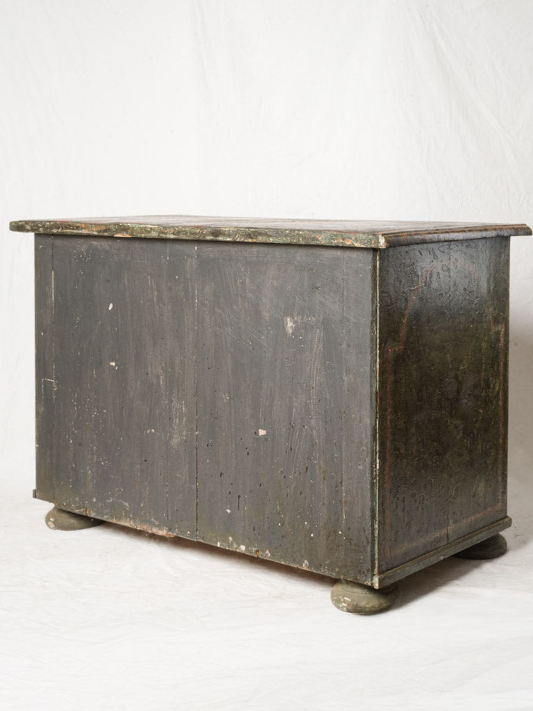 RESERVED AO - Small 18th Century Italian Green Painted Commode w/ Monogrammed Top - 29½" x 45"