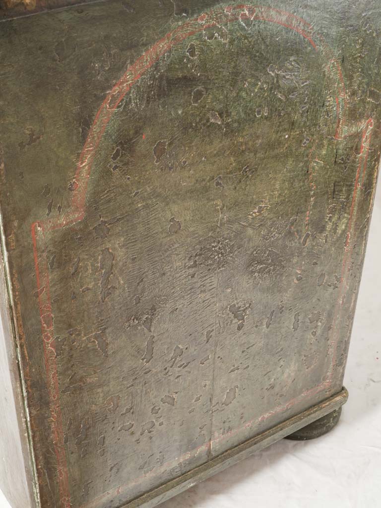 RESERVED AO - Small 18th Century Italian Green Painted Commode w/ Monogrammed Top - 29½" x 45"