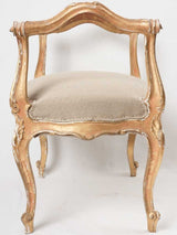 Antique Napoleon III linen upholstered seat