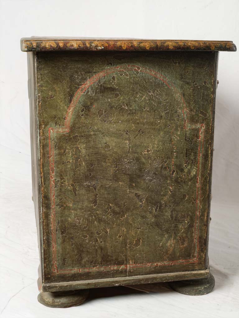 RESERVED AO - Small 18th Century Italian Green Painted Commode w/ Monogrammed Top - 29½" x 45"