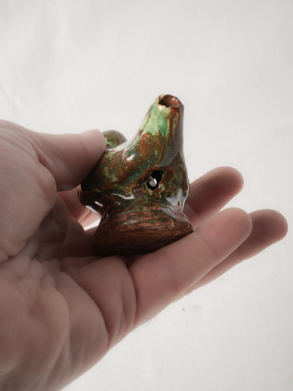 Charming Folk Art Glazed Terracotta Bird Whistle - 3½"