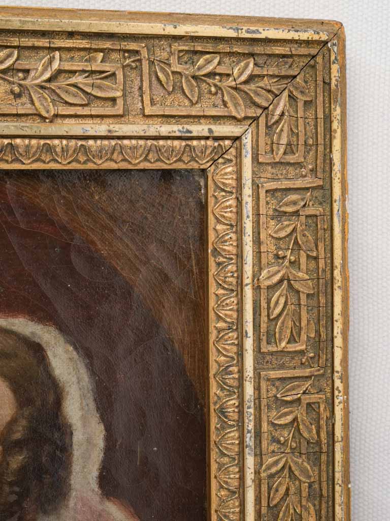 Patinated gilded frame mother-daughter