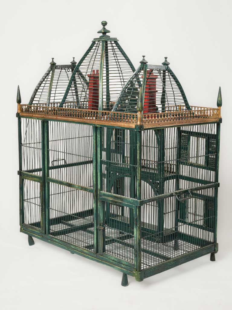 Vivid green and red aviary