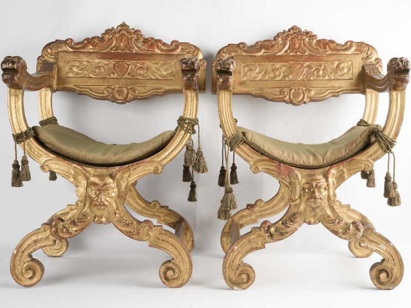 Traditional carved wood Italian chairs
