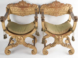 Handcrafted Italian Savonarola gilded chairs