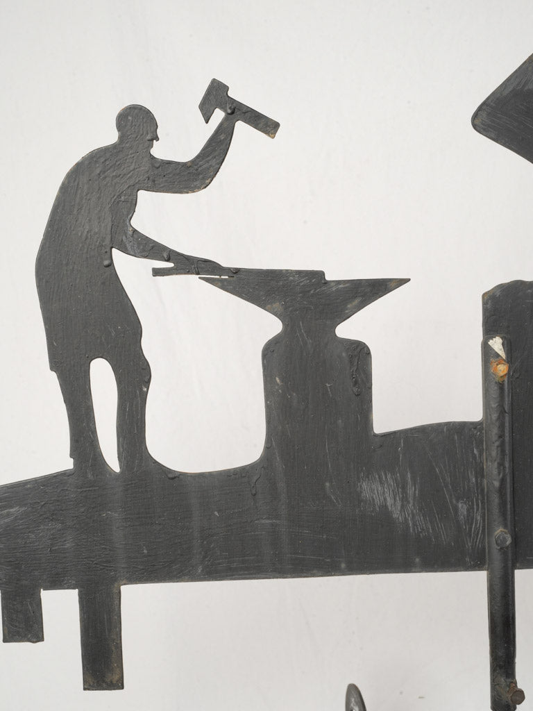 Patina-finished metalwork weathervane