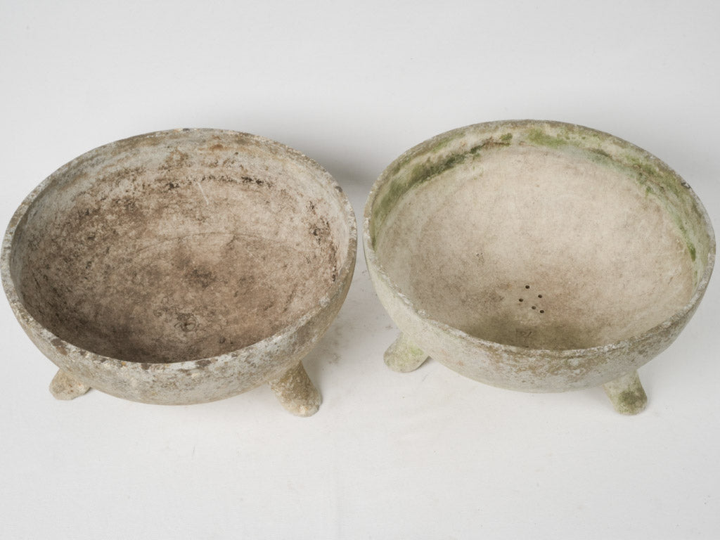 Vintage, Wide-Bowl Planter Pair
