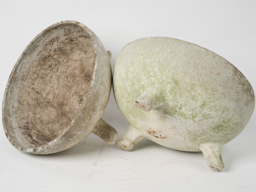 Weathered, Sculptural Demi-Cauldron Planters