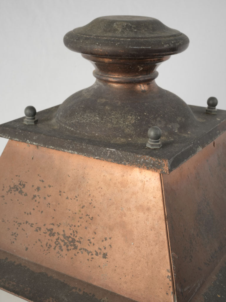Aged copper lamppost topper