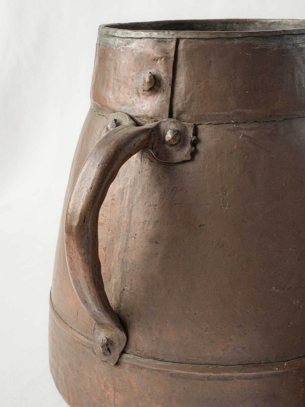 Near Pair of 19th-Century Mediterranean Rustic Hammered Copper Pots