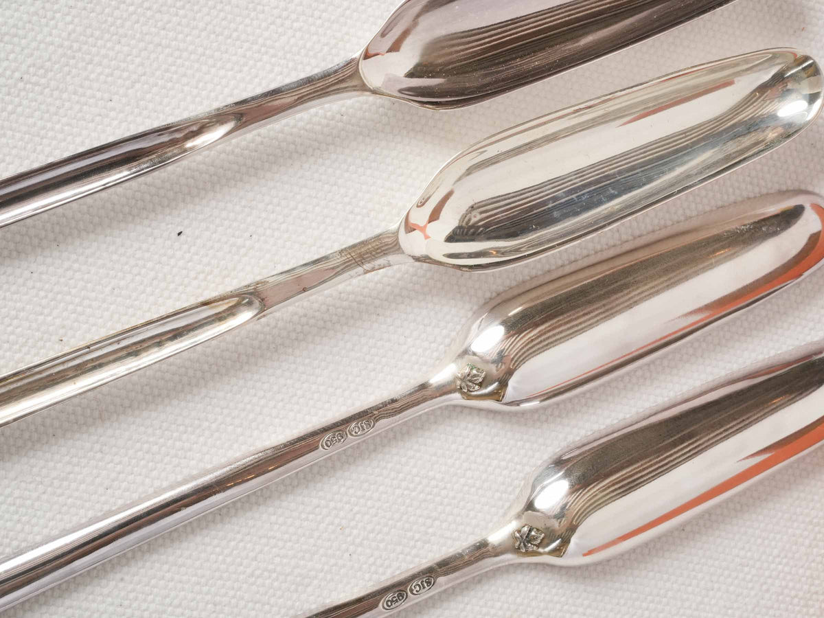 Set of Four Contemporary Silver-Plated Bone Marrow Spoons
