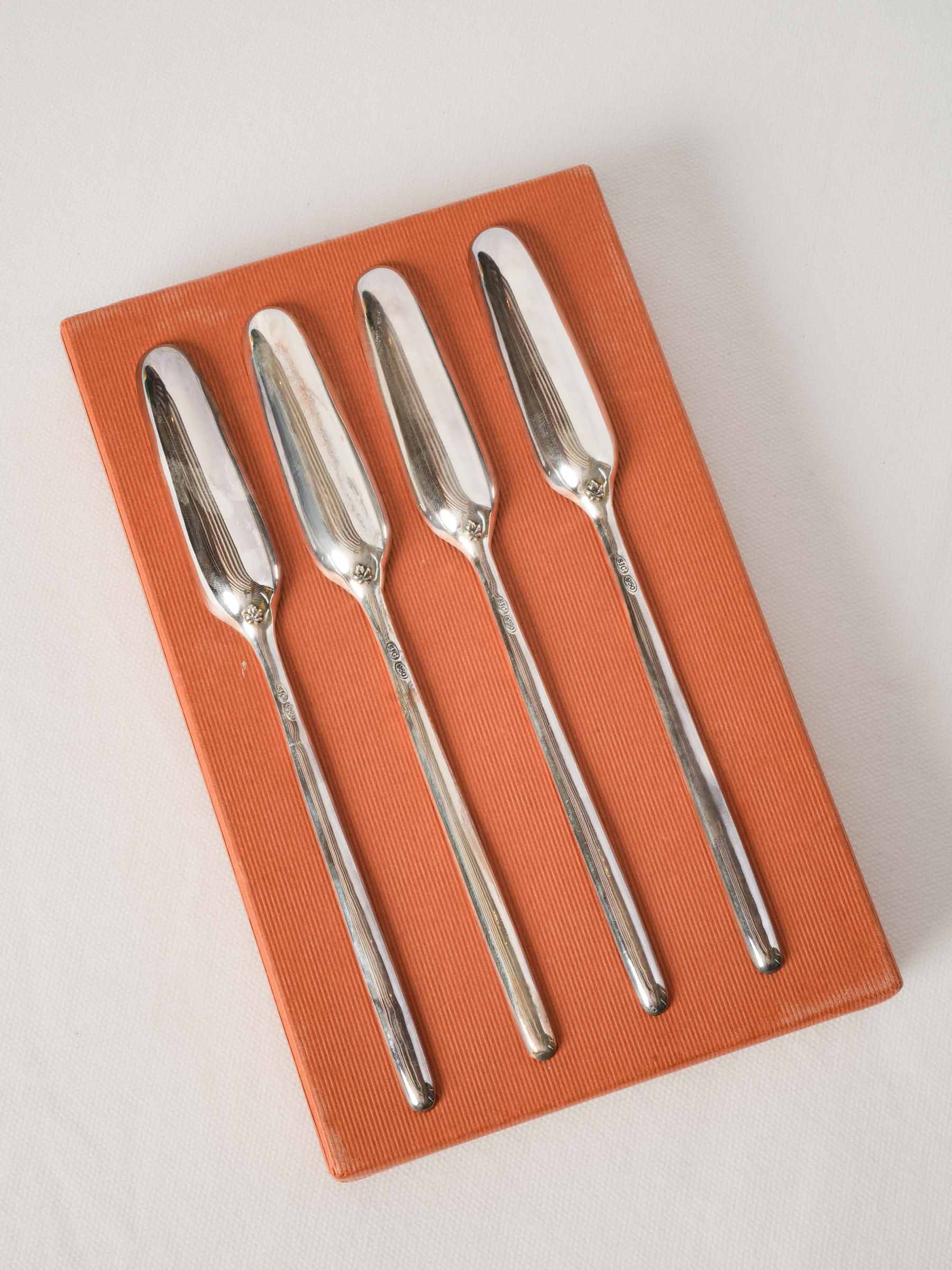 Set of Four Contemporary Silver-Plated Bone Marrow Spoons
