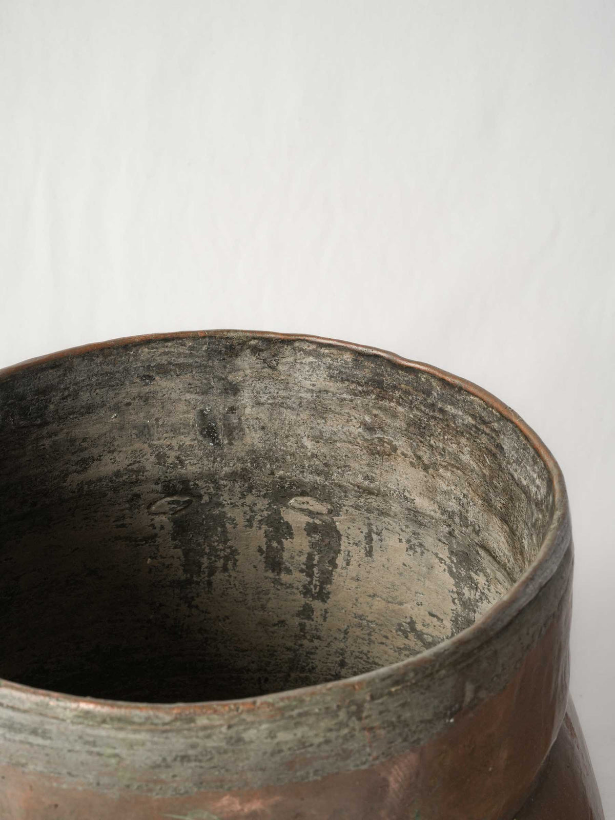 Near Pair of 19th-Century Mediterranean Rustic Hammered Copper Pots