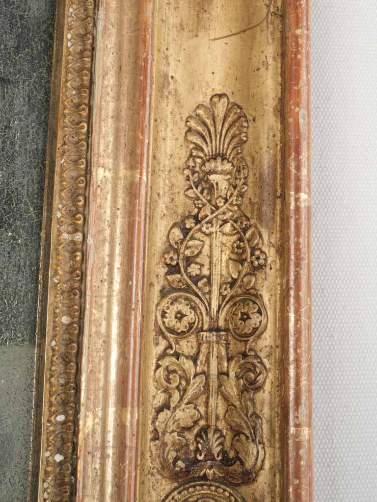 Charming gilded vintage mirror-19th Century French Mercury Glass Mirror w/ Gold Leaf Finish & Rosettes 32" x 26"