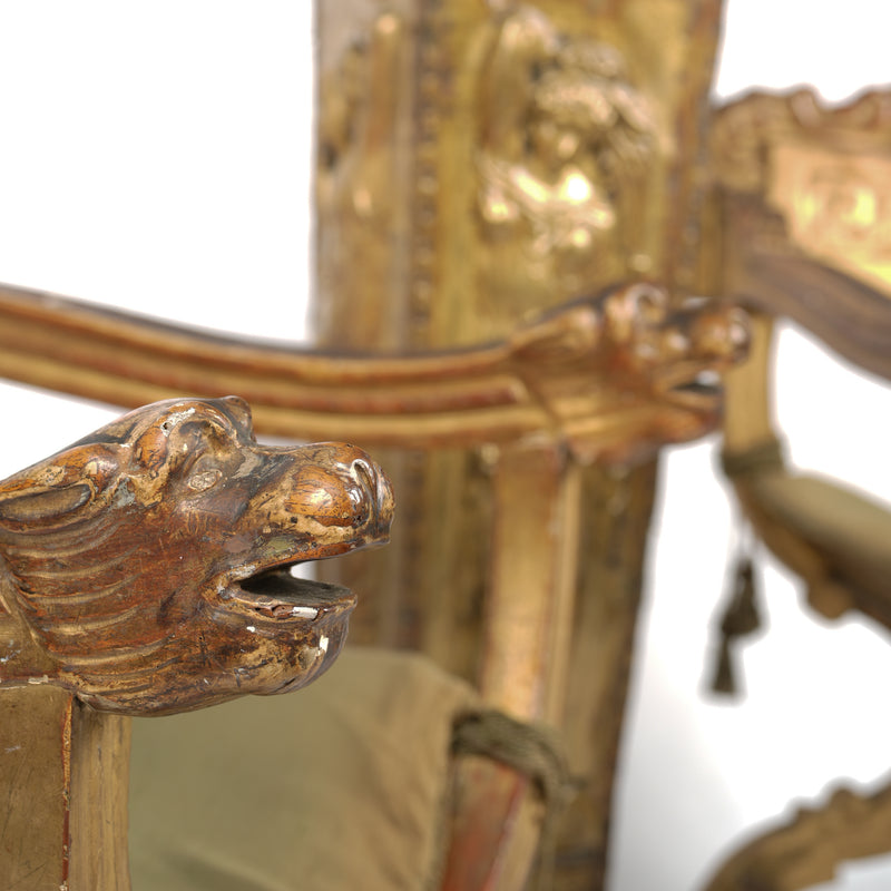 Baroque-style Italian lion head armchairs
