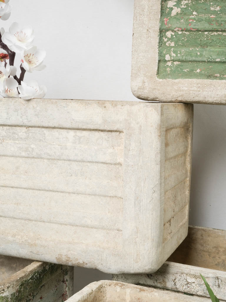 Set of Nine Small Vintage Rectangular Planters w/ Weathered Green Pati ...