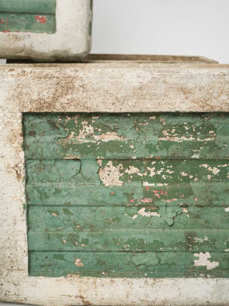Set of Nine Small Vintage Rectangular Planters w/ Weathered Green Pati ...