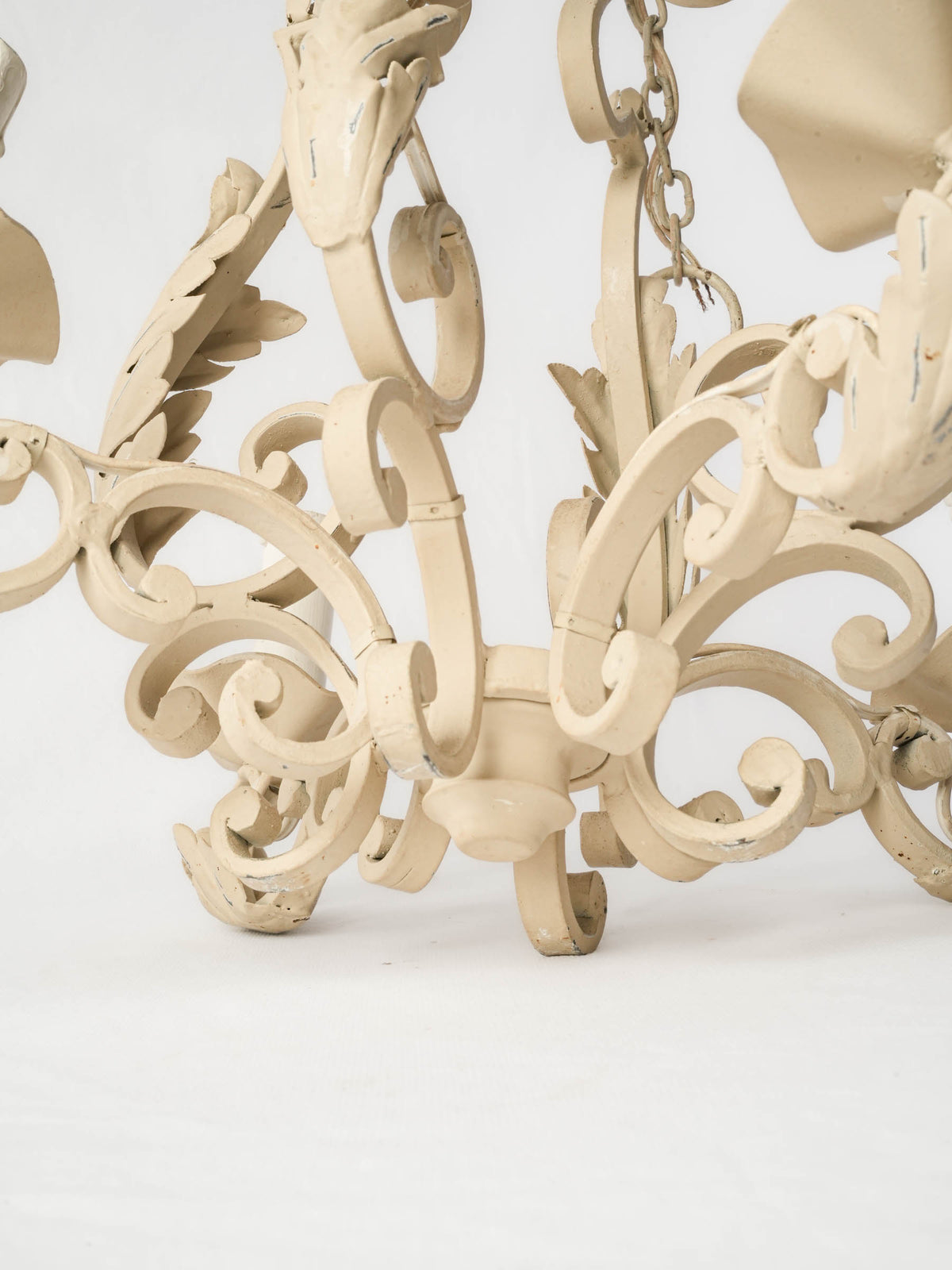 Mid-20th Century Small Ivory-Painted Wrought-Iron Chandelier - 28" x 18"