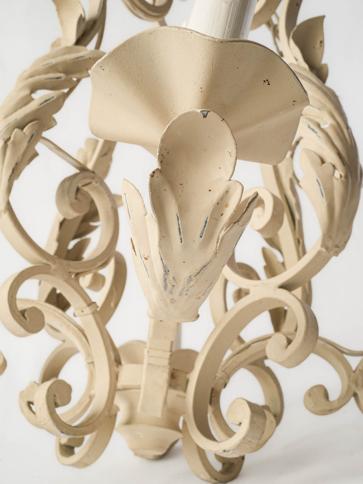 Mid-20th Century Small Ivory-Painted Wrought-Iron Chandelier - 28" x 18"