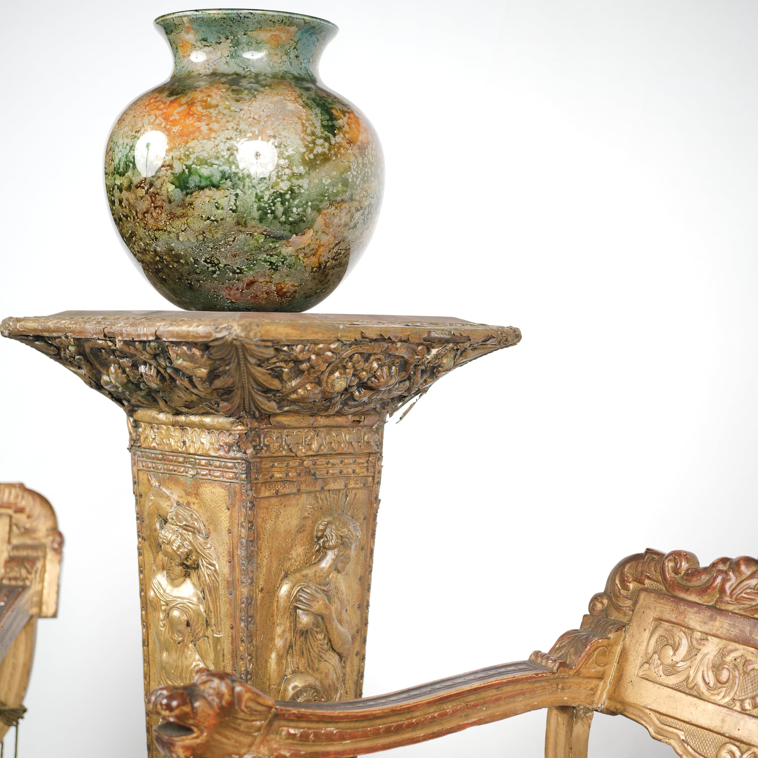 Stately 19th-century motif brass column