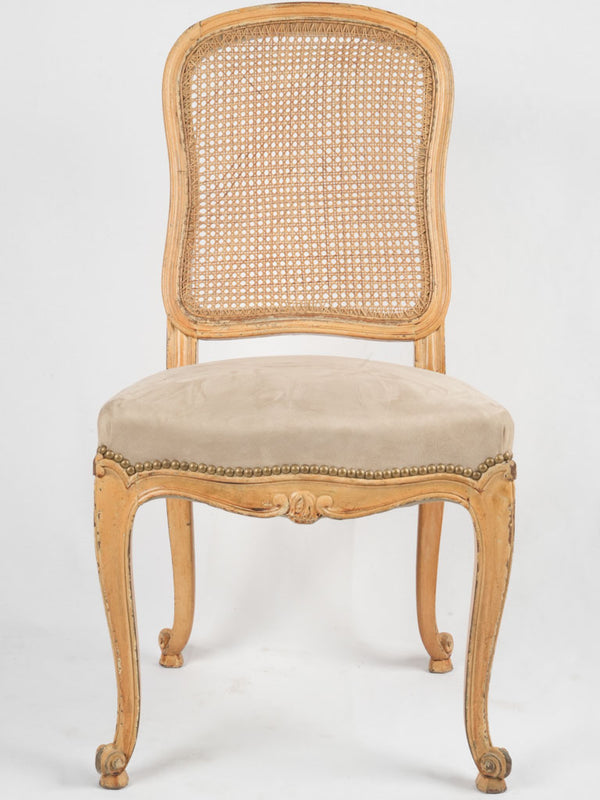 1960s French rattan back chairs
