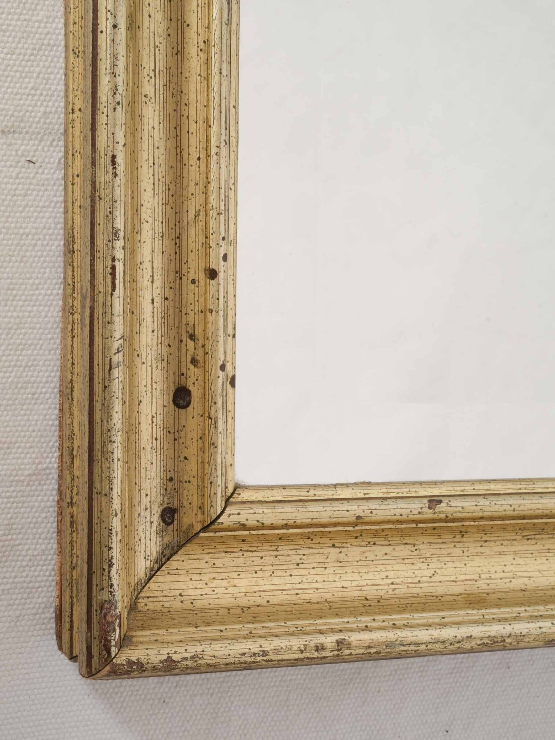 Antique Brass Arched Mirror w/ Architectural Frame 25¼" x 13½"