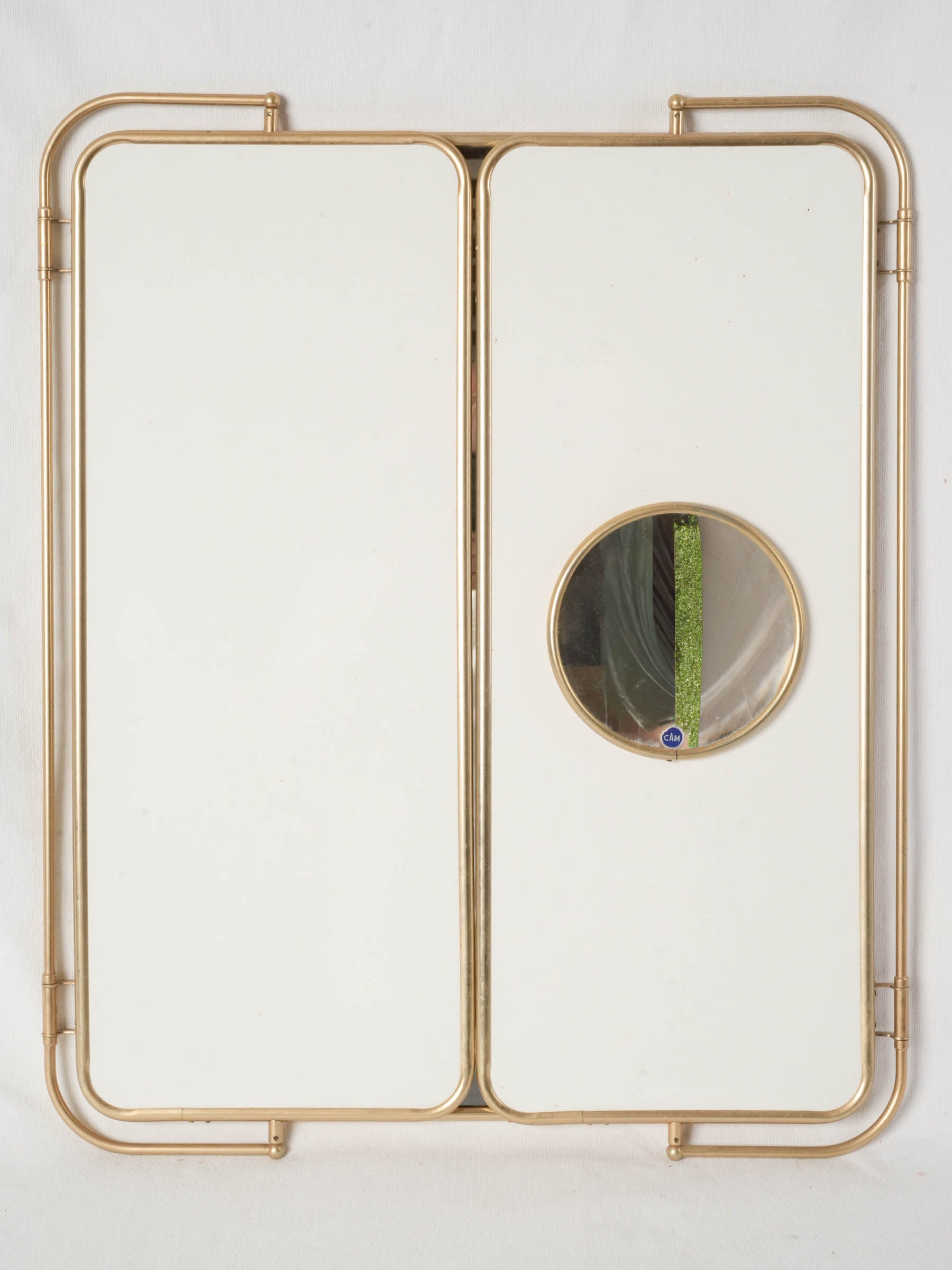 French Brass Triptych Bathroom Mirror 26" x 41¼"