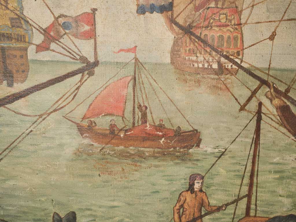 Patina-rich aged maritime wall decor.