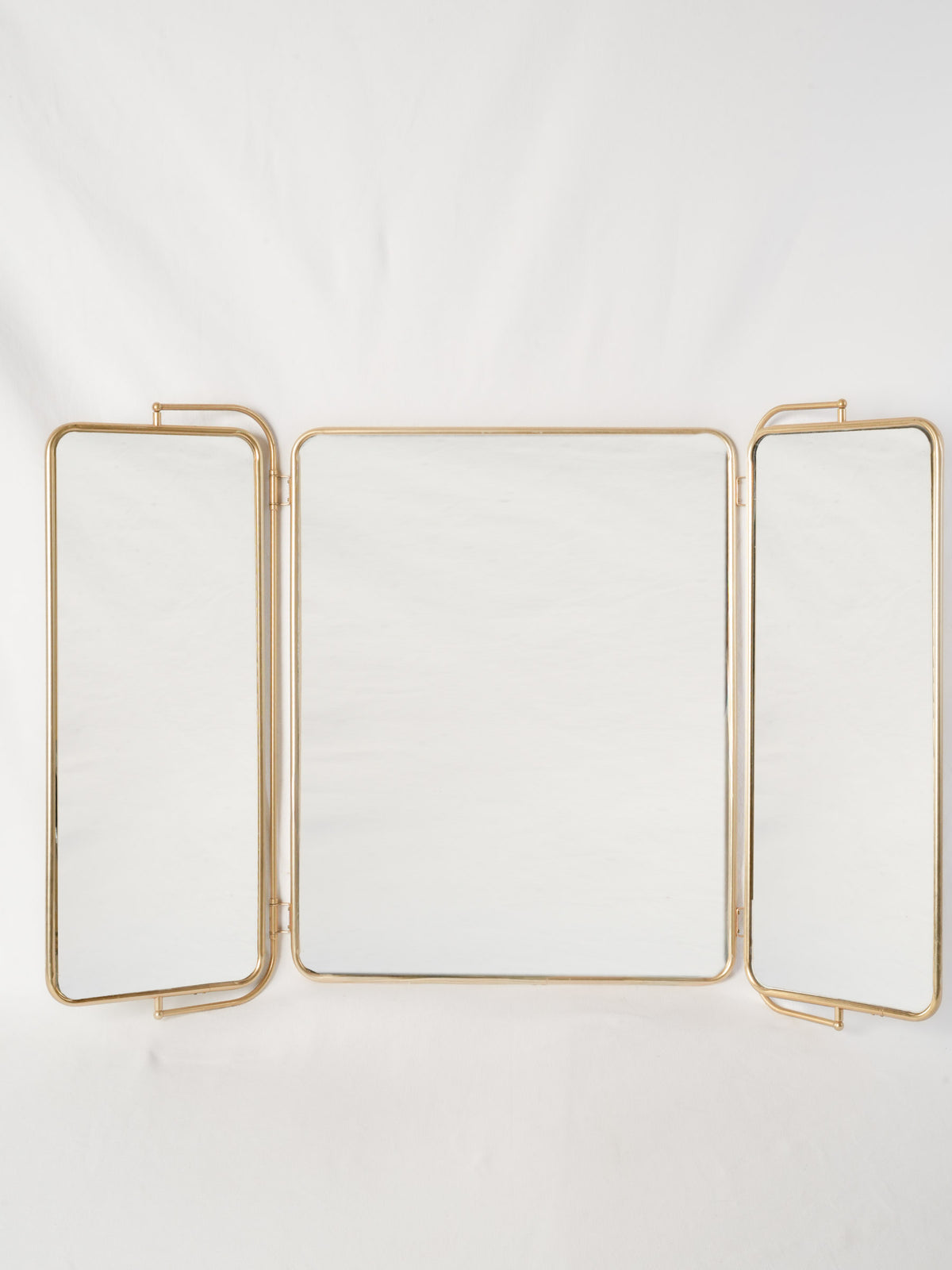 French Brass Triptych Bathroom Mirror 26" x 41¼"
