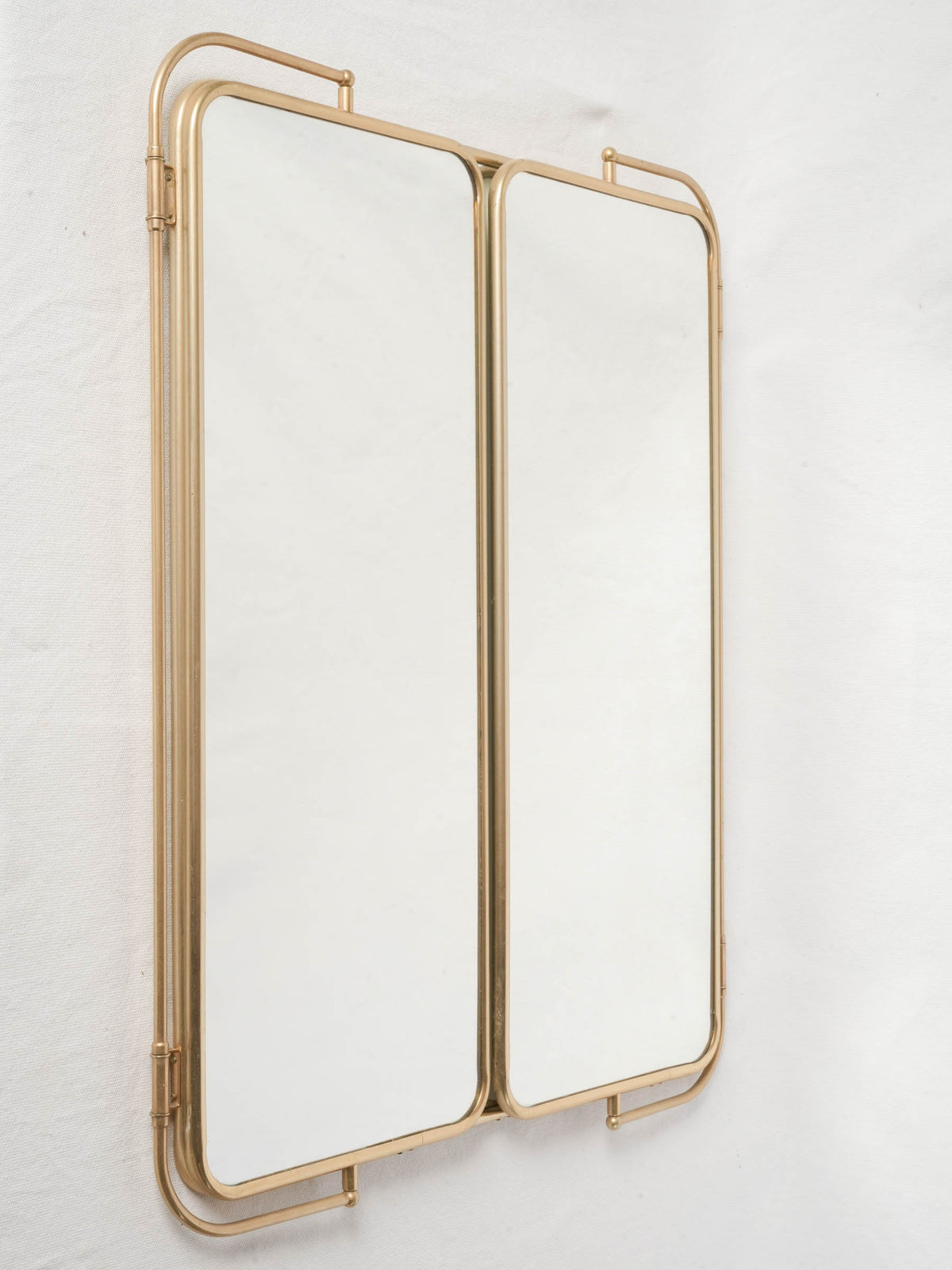 French Brass Triptych Bathroom Mirror 26" x 41¼"